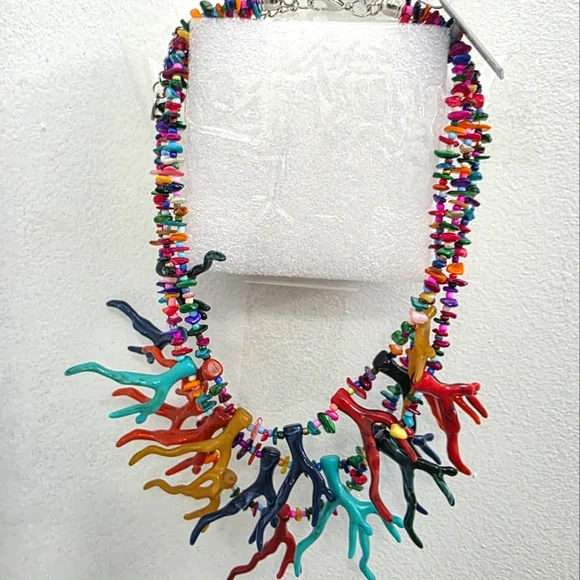 NWT Piper K Coral, Colorful Beaded Necklace - Picture 1 of 7